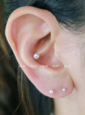 高级感耳骨钉女纯银珍珠耳钉螺丝拧扣气质耳饰耳蜗耳鼓钉秋冬百搭