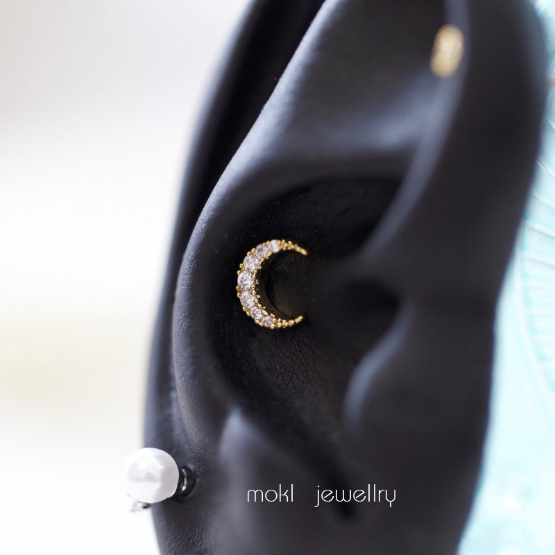 螺丝拧耳骨钉有耳洞金色月亮皓石耳钉钛钢耳蜗钉新款高级感女秋冬,饰品/流行首饰/时尚饰品新,耳钉,淘宝优惠券,粉丝福利购,淘宝优惠卷