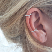 纯银无耳洞耳圈侧耳骨耳环耳夹新款 耳骨夹潮甜美耳蜗超闪耳骨钉女