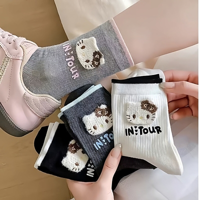 中筒袜韩版秋冬季ins字母堆堆袜