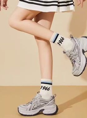 2025春季新款凤飞飞女鞋单鞋网鞋运动鞋老爹鞋厚底增高休闲98087