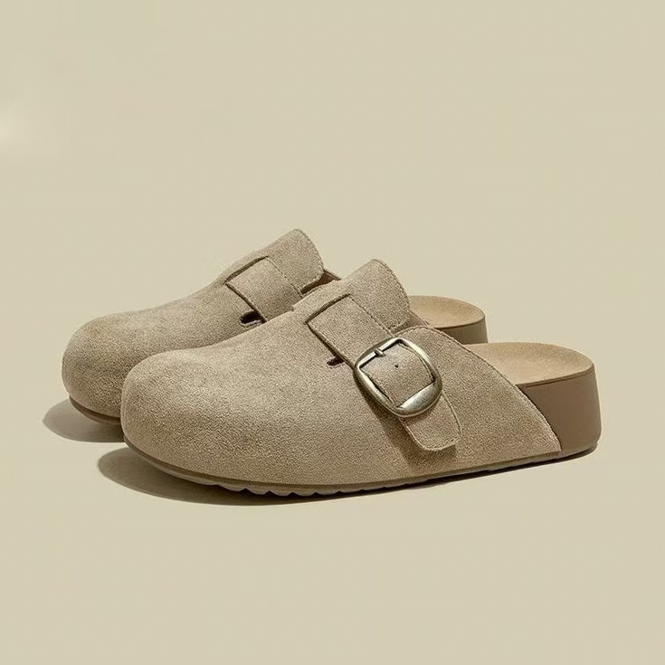 增高厚底一脚蹬半拖鞋女外穿复古勃肯鞋2025新款秋季高级感单鞋