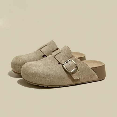 增高厚底一脚蹬半拖鞋女外穿复古勃肯鞋2025新款秋季高级感单鞋