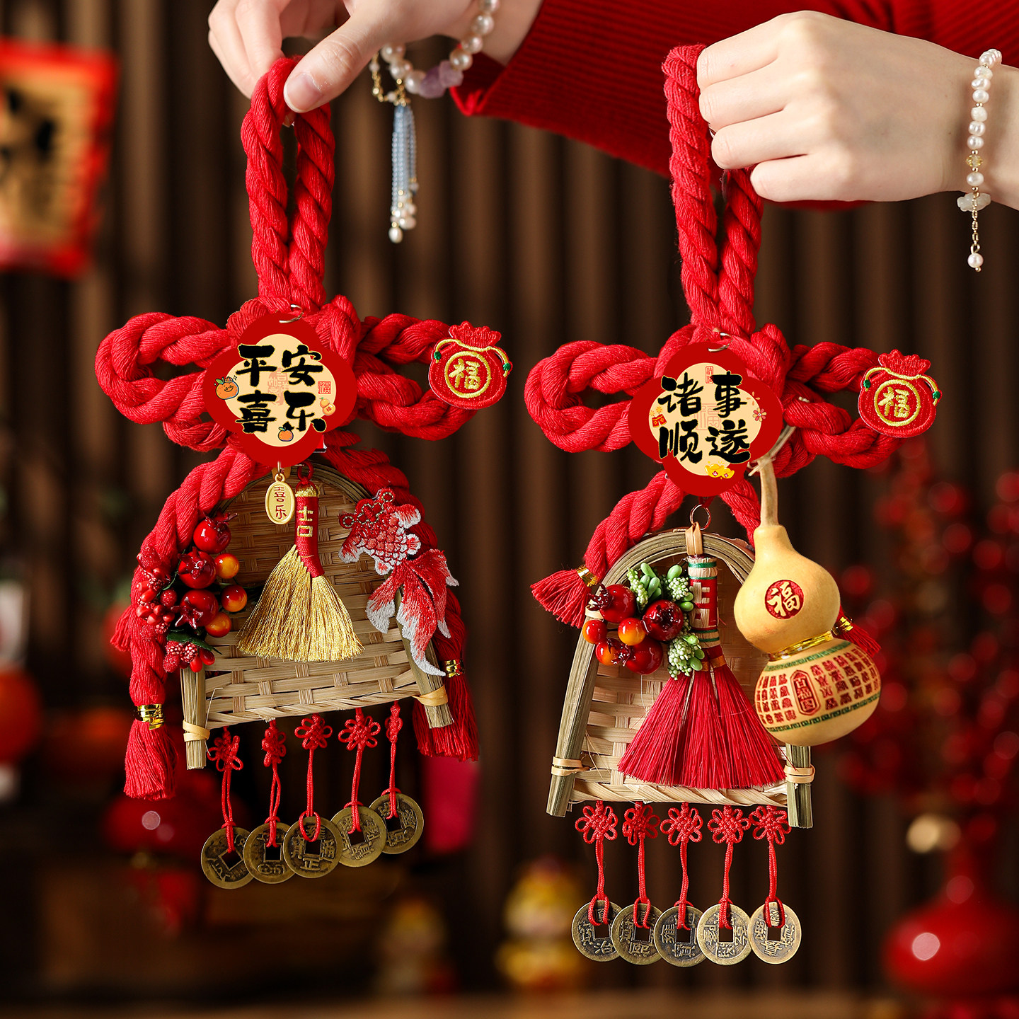 2026马年万字结葫芦挂件新年氛围布置门挂装饰入户门把手扫把挂饰,节庆用品/礼品,挂饰/生肖挂饰,淘宝优惠券,粉丝福利购,淘宝优惠卷