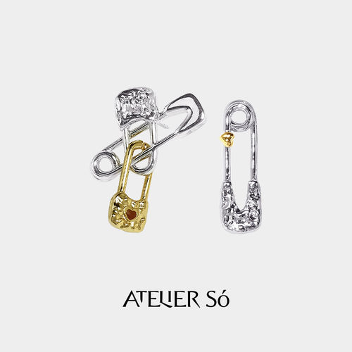 ATELIERSO倪索 塞壬系列 双色纹理别针小众造型耳钉套组七夕礼物