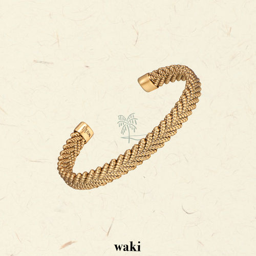 waki 复古编织手镯系列 肌理感宽窄金银可调节