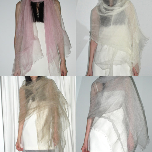 fyogs春夏薄款纯色桑蚕丝纱巾系脖高级感氛围薄纱披肩围脖礼物