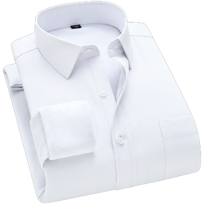 黑色冬季加绒加厚职业上班衬衫男