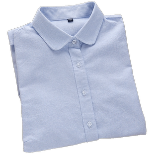 简约日系JK制服学院风纯棉长袖牛津纺蓝色衬衫女设计感小众白衬衣