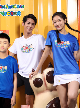 威克多胜利羽毛球服蜡笔小新联名成人运动短袖儿童速干T恤T-403CS