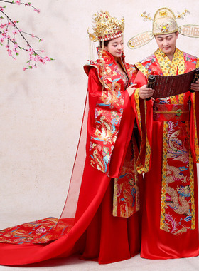 明制汉服婚服凤冠霞帔古代新娘嫁衣红色中式结婚古装服装贵妃皇后