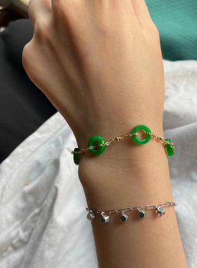 天然平安扣包金水晶手串