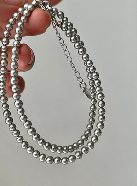 贝珠锁骨链真多麻色正圆
