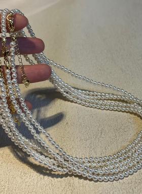 小红书同款法式轻奢4mm贝珠项链