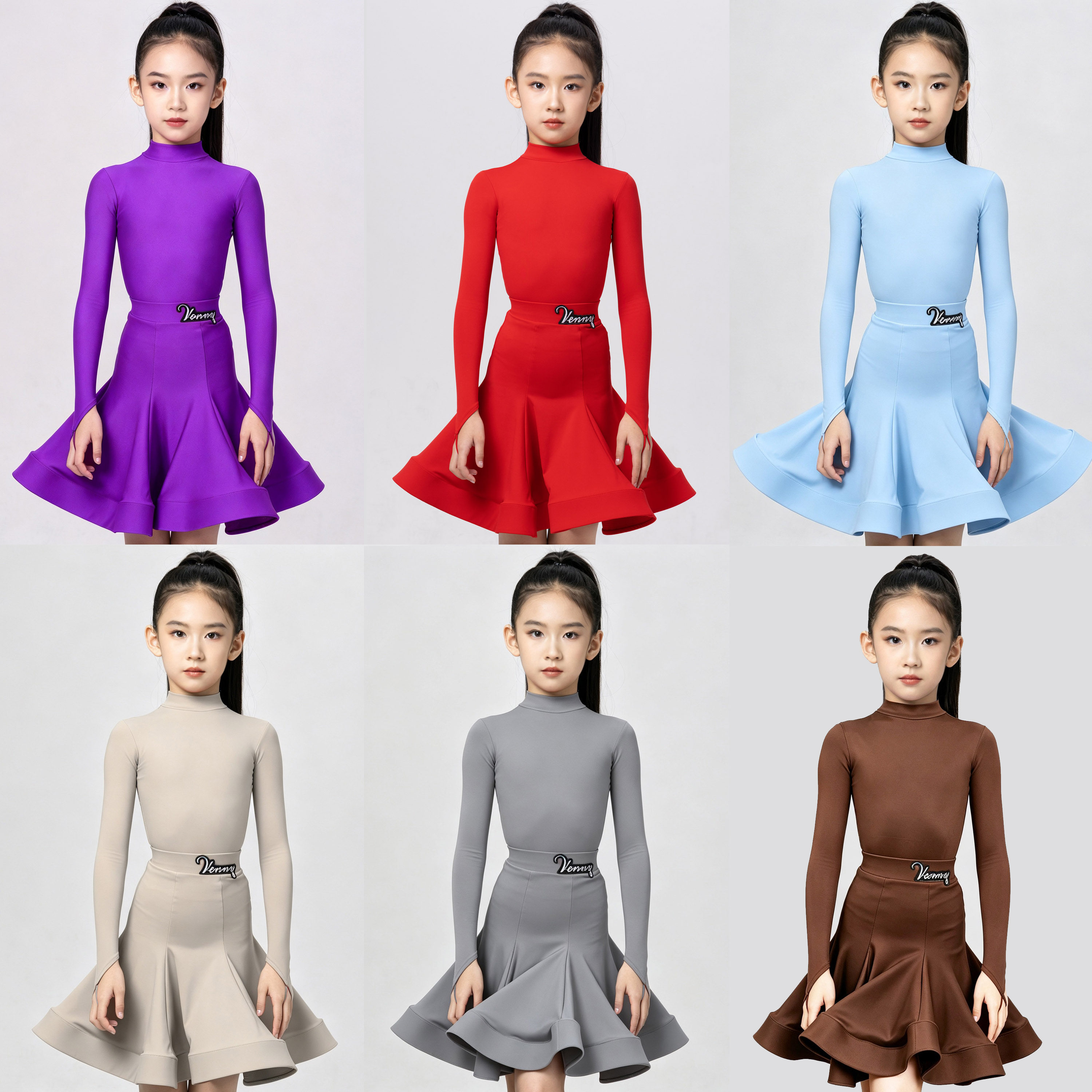 薇妮舞美拉丁舞服女童规定比赛服
