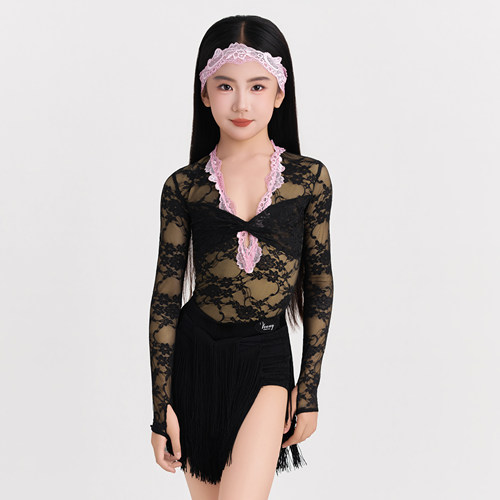 薇妮舞美拉丁舞女童长袖练功服