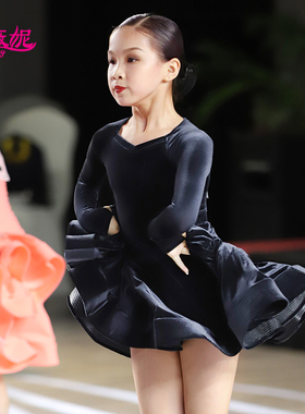 venny薇妮黑池拉丁舞比赛服女童进口面料恰恰少儿国标规定服专业