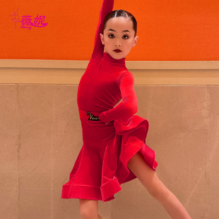 薇妮拉丁舞比赛服进口丝绒儿童女定制规定服高级感标准国标赛服