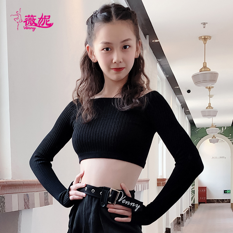 venny薇妮新款专业女童t恤拉丁舞