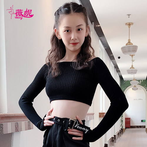 venny薇妮新款专业女童t恤拉丁舞