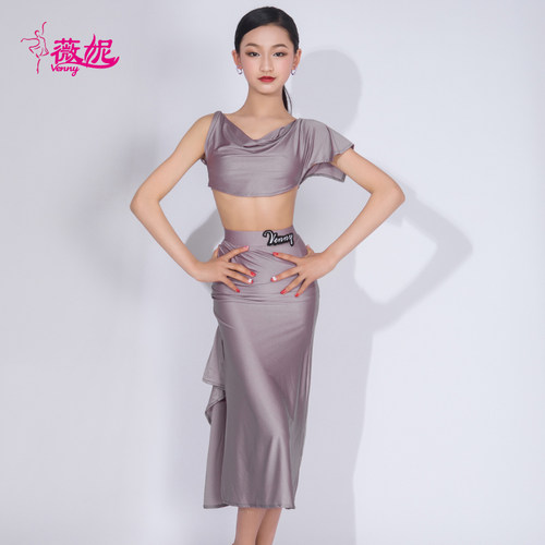 夏季短款显瘦拉丁舞练功舞裙