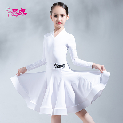 薇妮拉丁舞规定服v领少儿比赛服