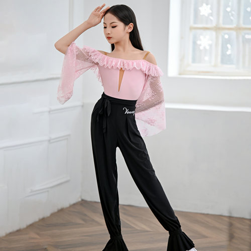 薇妮舞美拉丁舞服女童粉色练功服