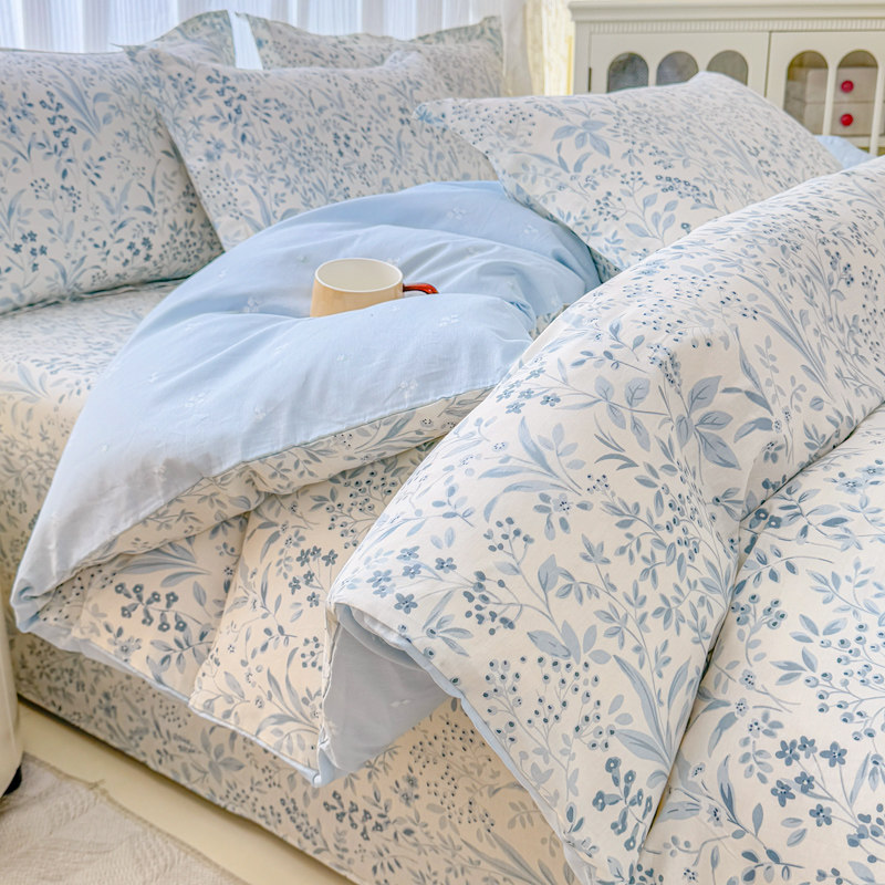 100%全棉四件套纯棉床单被套学生宿舍三件套床笠款4件套床上用品