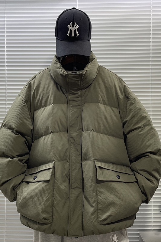 2025新标90白鸭绒短款加厚简约立领羽绒服男5507P300，男装羽绒服，钱塘735