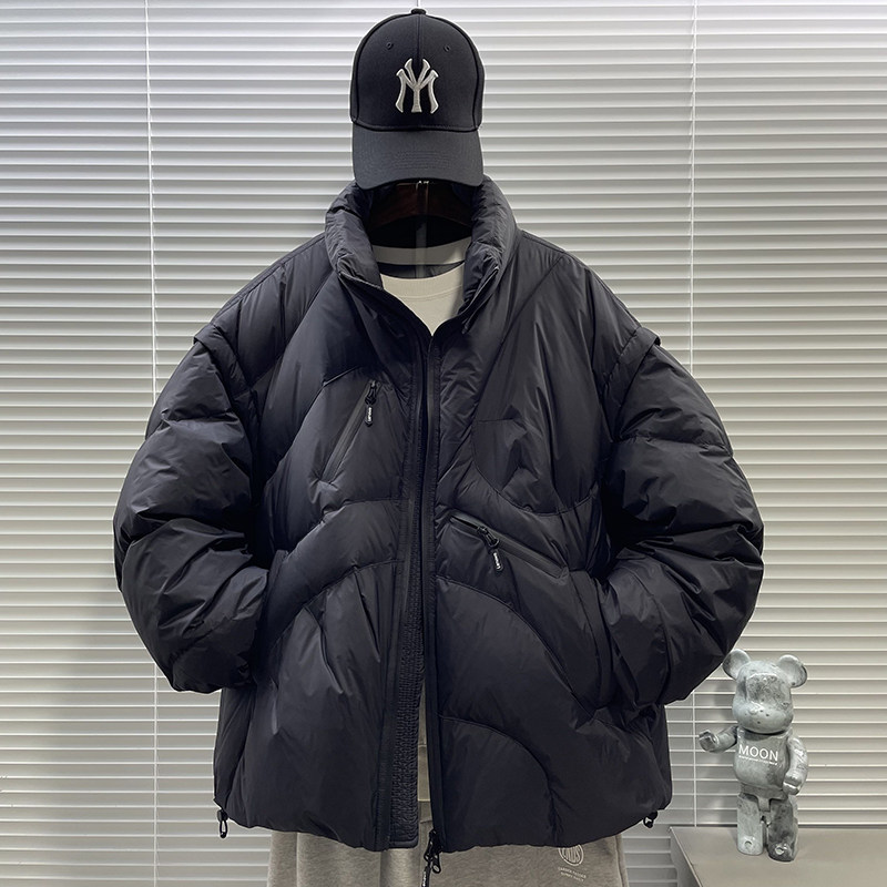 2025新标90白鸭高品质多口袋面包加厚短款立领羽绒服男6601P380,男装羽绒服,钱塘735