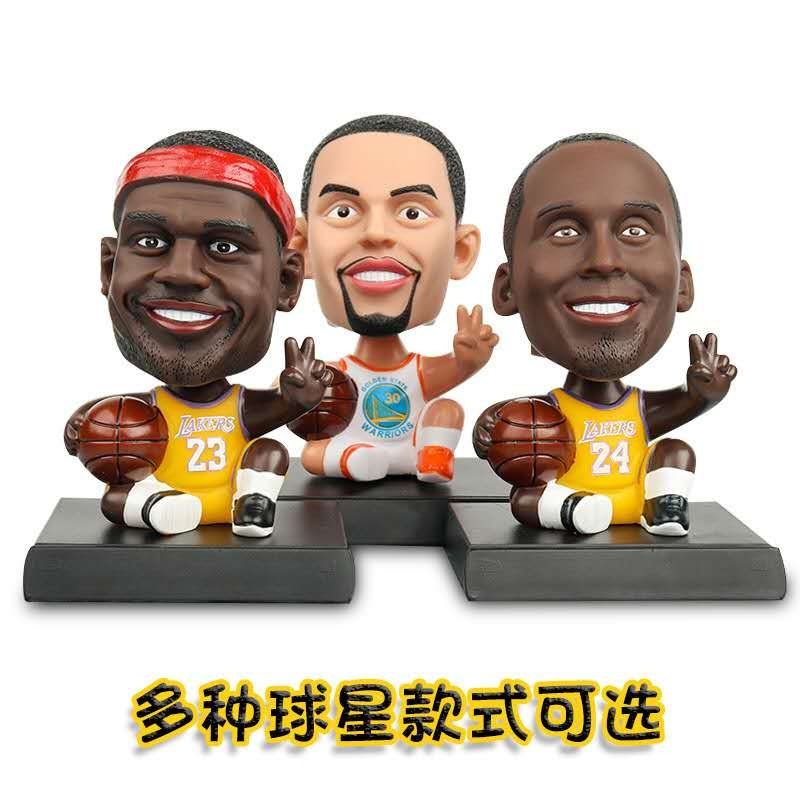 NBA科比詹姆斯库里明星篮球公仔可动摆件玩偶人手办模型车载饰