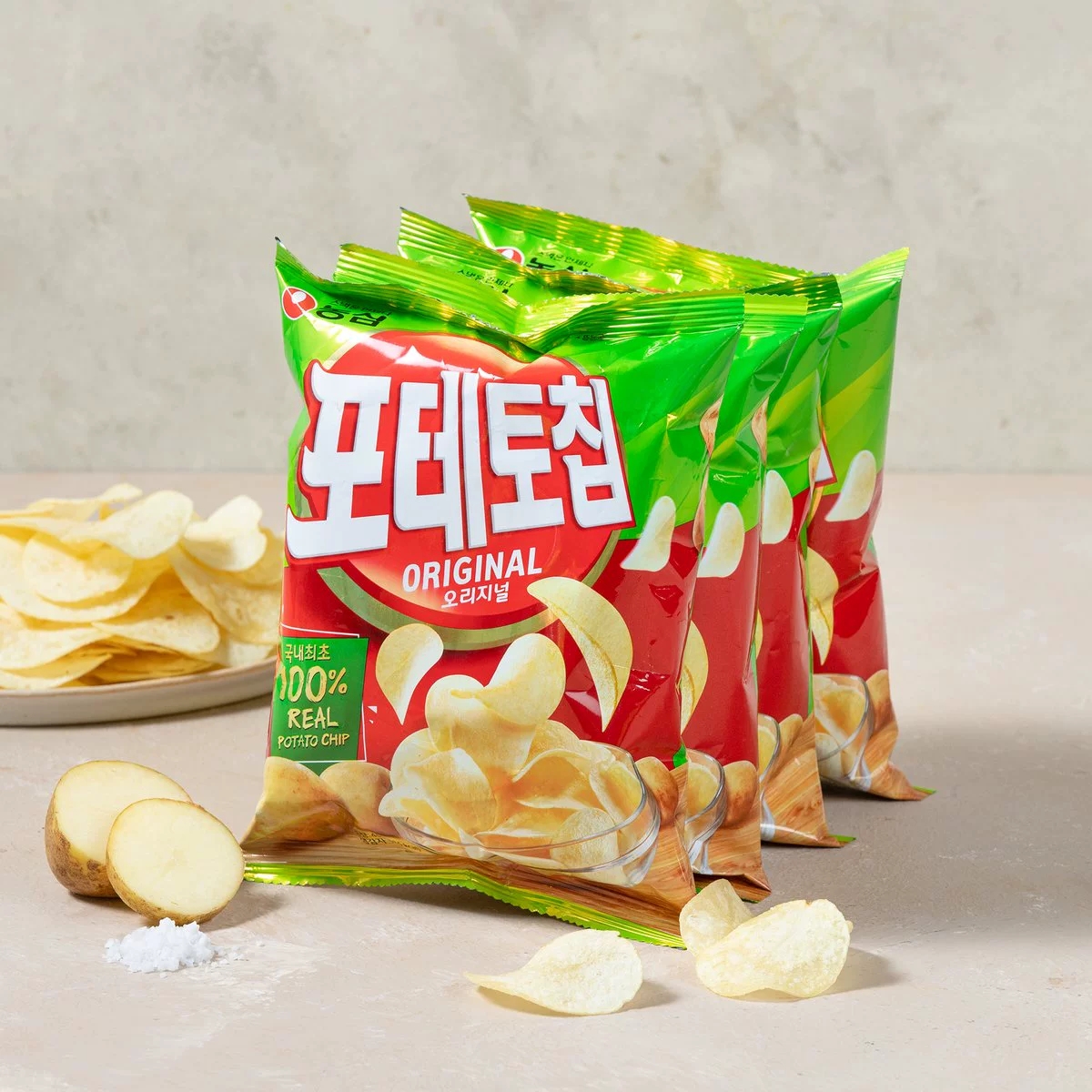 韩国进口食品农心原味土豆薯片60g酥脆零嘴小吃网红休闲膨化零食