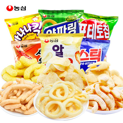 韩国进口食品农心洋葱圈土豆条膨化儿童零食虾条办公室薯片虾片
