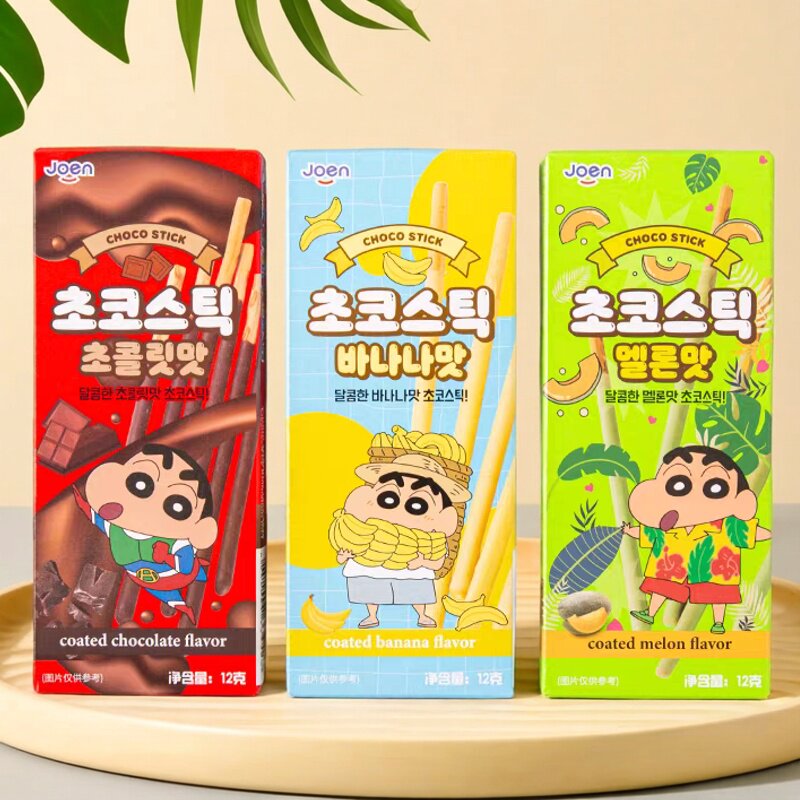 蜡笔小新联名款joen巧克力味涂层饼干棒儿童解馋泰国进口休闲零食