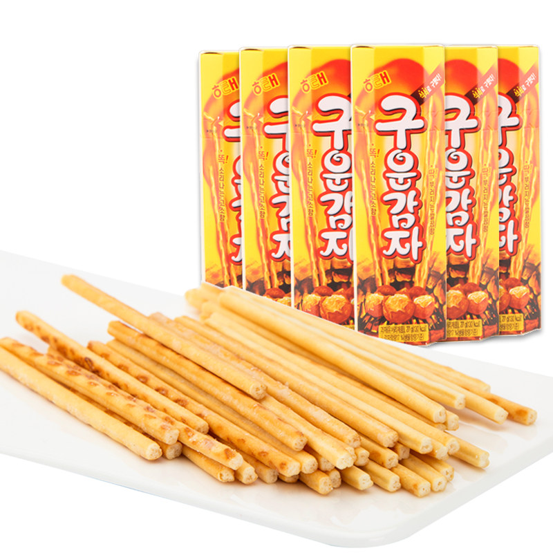 韩国进口休闲零食品海太碳烤小薯条薯棒土豆条小吃27g*5盒 包邮