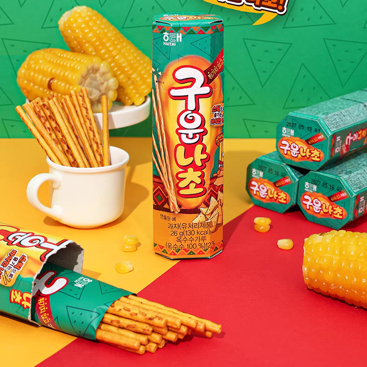 韩国进口HAITAI海太玉米味饼干棒烤薯棒下午茶休闲食品解馋小零食图片
