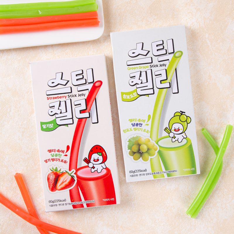 韩国进口食品YEM青葡萄草莓味长条软糖60g儿童糖果休闲食品小零食