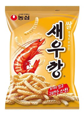 韩国原装进口食品农心大米虾条鲜虾条办公室休闲膨化零食80g袋装
