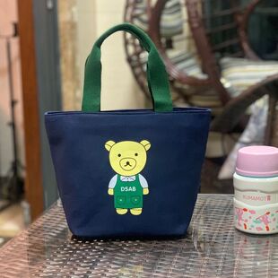 新品内置水杯位环保日式简约帆布加厚饭盒袋 便当包手提妈妈包