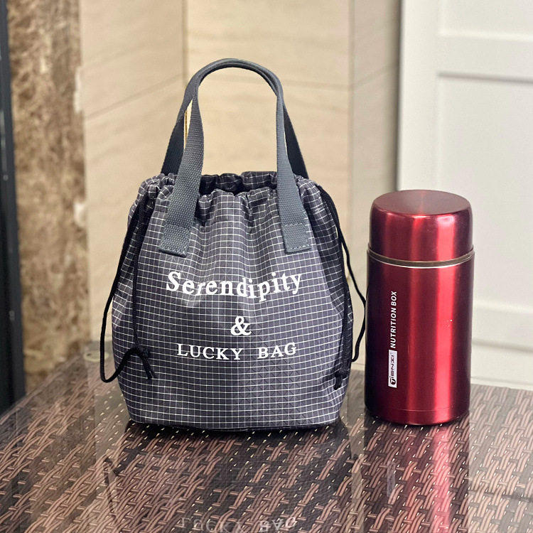 新款防水束口袋手提保温桶包通勤饭盒包便当包抽口焖烧杯袋水杯袋