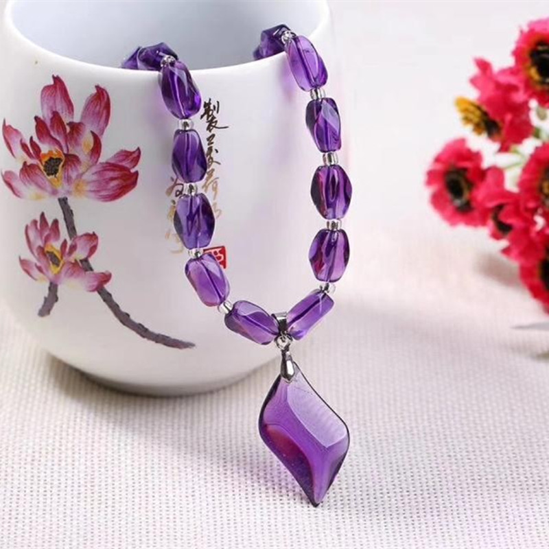 紫水晶麻花项链S形吊坠高贵礼物