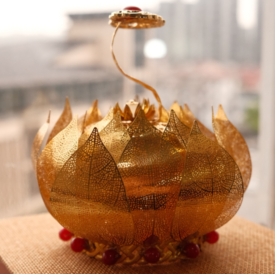 【鹤知堂】重瓣莲花冠 原创纯手工道家发冠头饰 莲花冠六角帽配饰