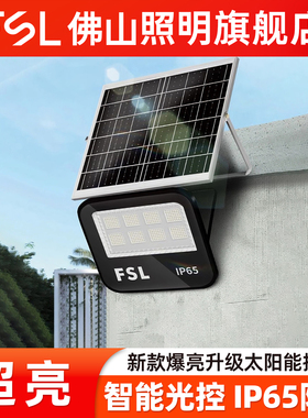 佛山照明太阳能户外灯庭院灯家用超亮防水农村投光灯LED照明路灯
