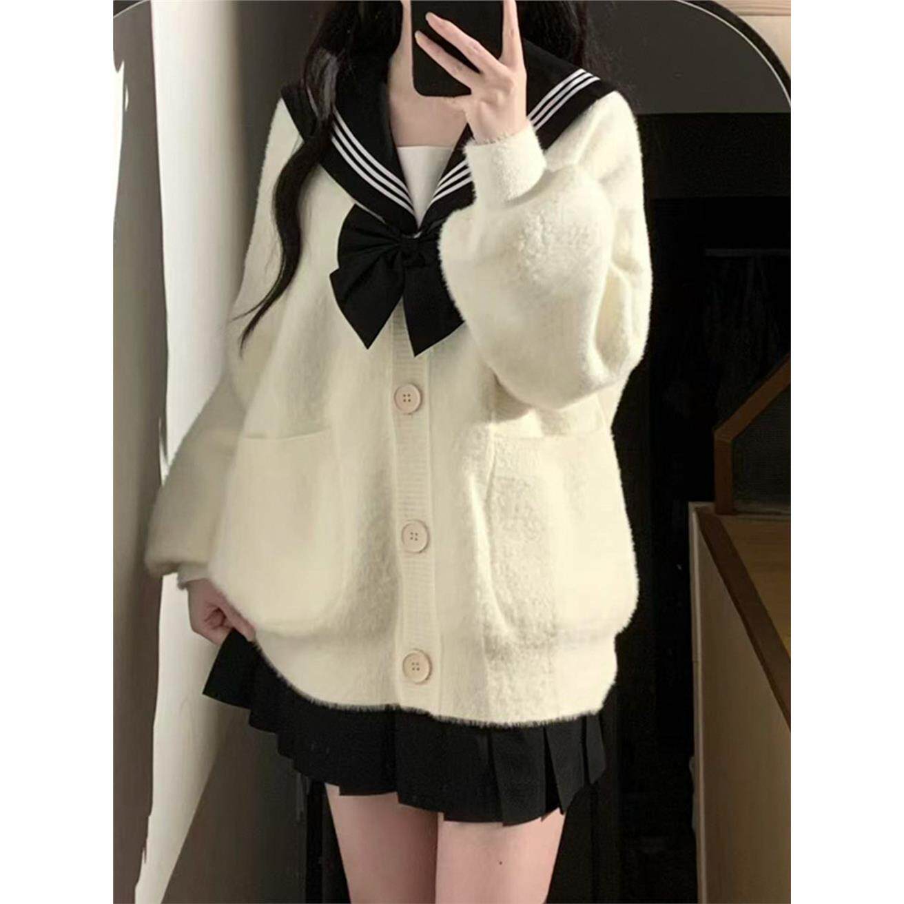 花千猪原创 小月眠开衫 JK加厚针织毛衣外套jk制服百搭款秋冬上衣