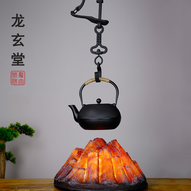 日式复古装饰仿真炭火自在钩铁壶