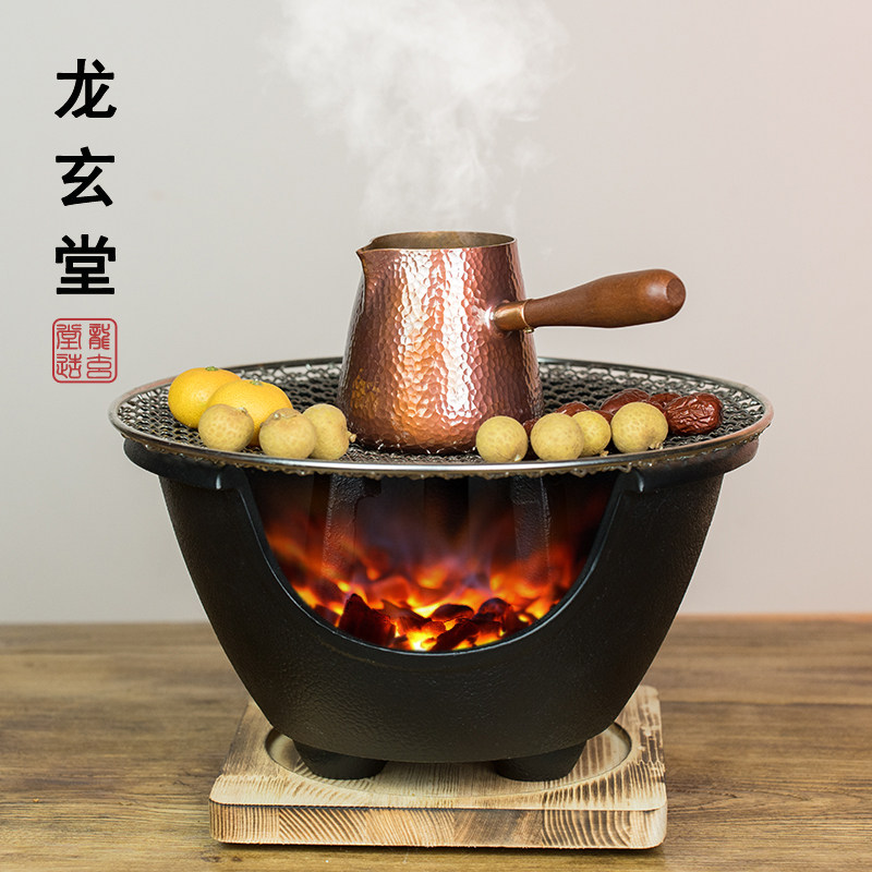 中式纯铜罐罐茶壶围炉煮茶罐炭火炉煮茶器甘肃陕西紫铜手工罐罐煮