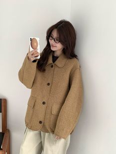 金天unni韩国东大门egg新款毛呢大衣女秋冬羊驼毛羊绒混纺短外套