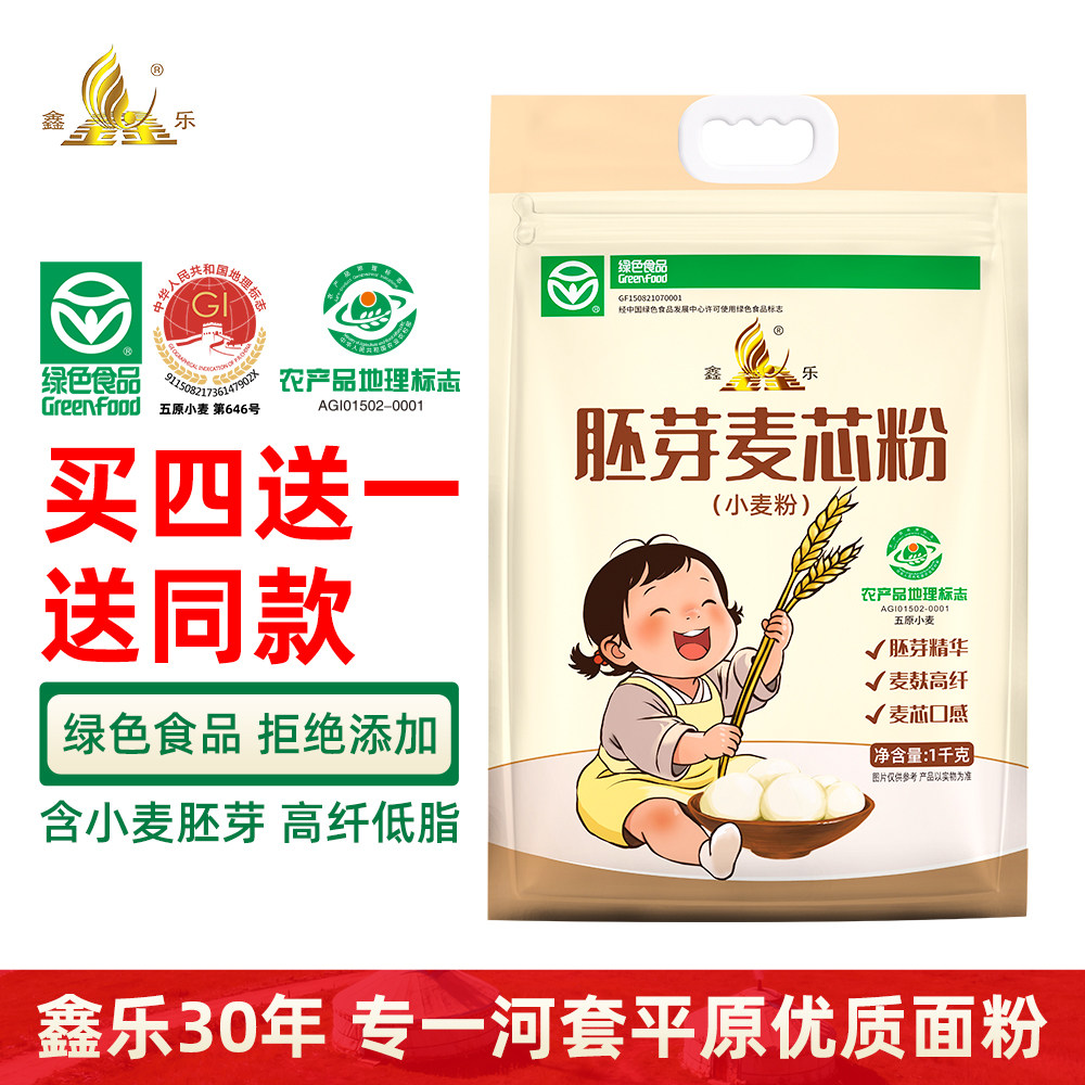 鑫乐胚芽麦芯粉1kg河套平原低脂高纤胚芽面粉含膳食纤维绿色食品