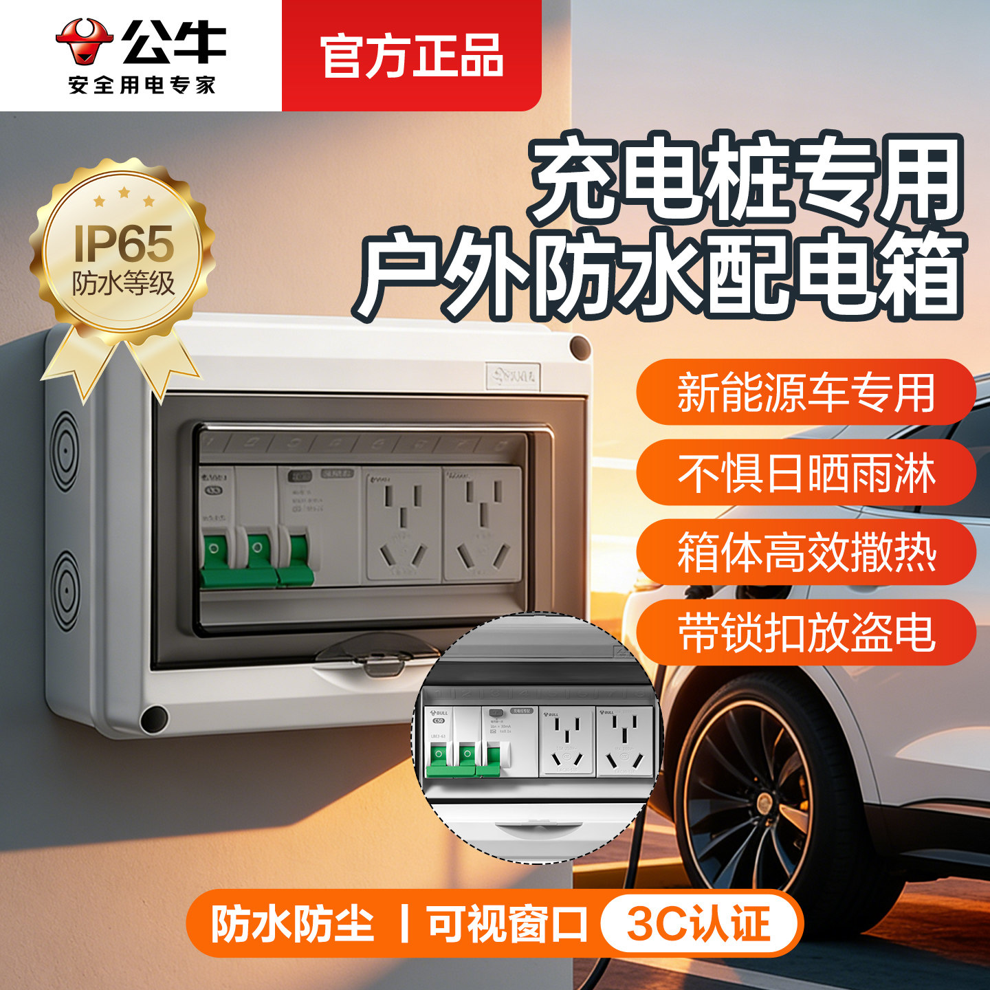 公牛充电桩保护箱户外防水罩图片