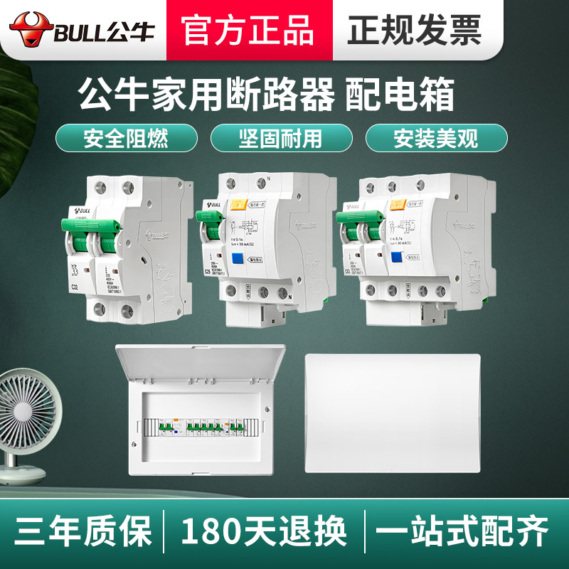 公牛配电箱强电箱32a空气开关带漏电保护家用空开配电柜2P断路器